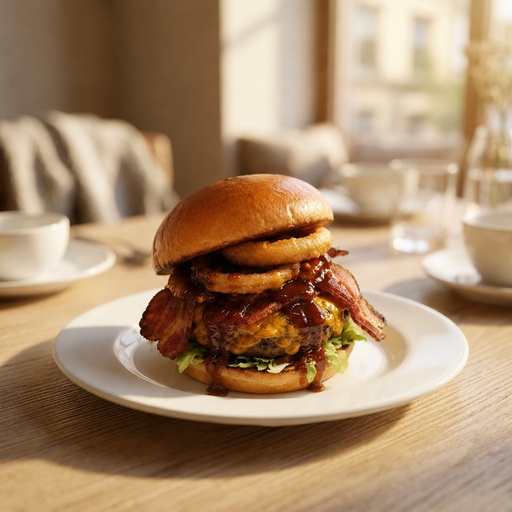 The same burger retouched to match the set