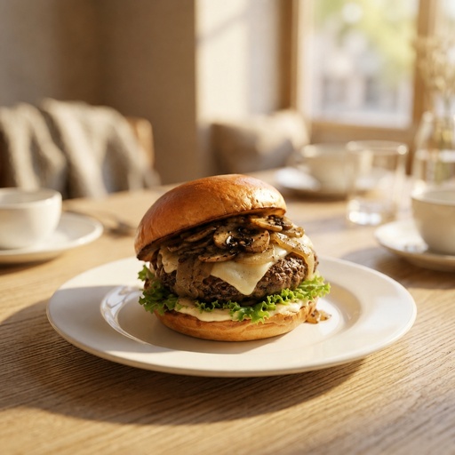 The same burger retouched to match the set