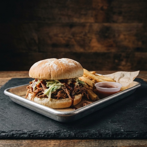pulled pork sandwich BBQ & Smokehouse, retouched after