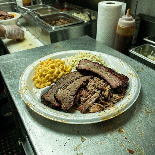 bbq platter with sides BBQ & Smokehouse, before