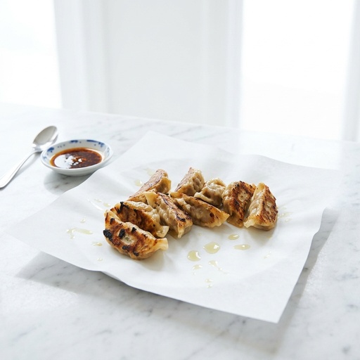 pan-fried gyoza dumplings Japanese, retouched after
