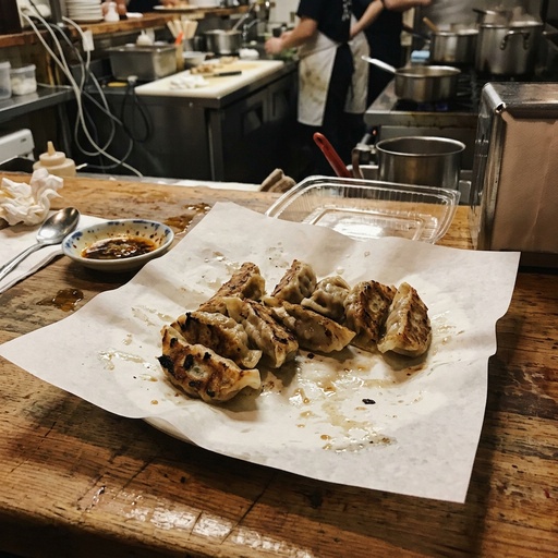 pan-fried gyoza dumplings Japanese, before