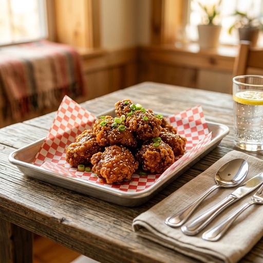 korean fried chicken Korean BBQ, retouched after