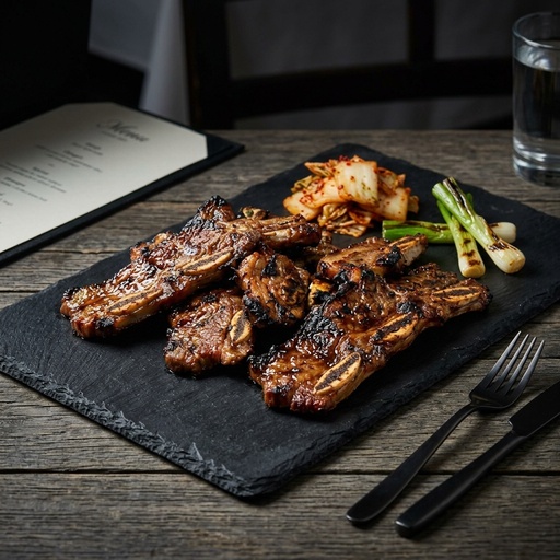 grilled galbi short ribs Korean BBQ, retouched after