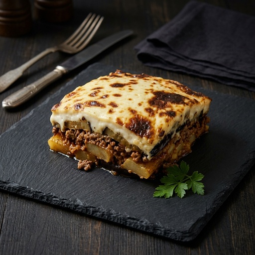 moussaka Greek & Mediterranean, retouched after