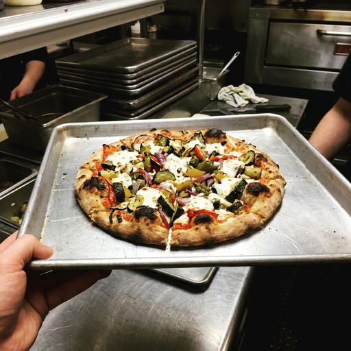 wood-fired vegetable pizza Pizza, before
