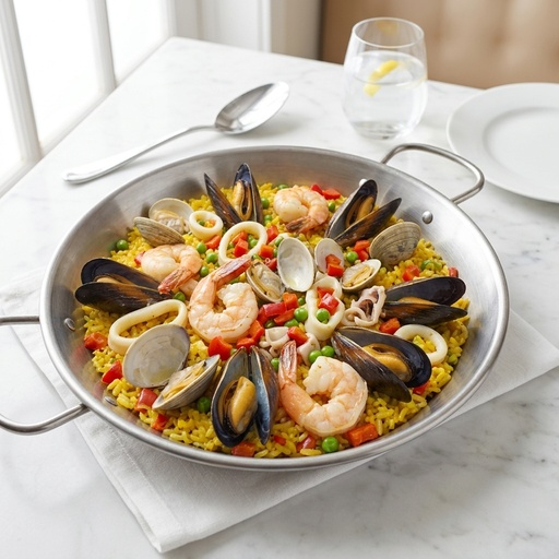 seafood paella Seafood & Raw Bar, retouched after