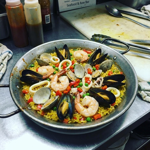 seafood paella Seafood & Raw Bar, before