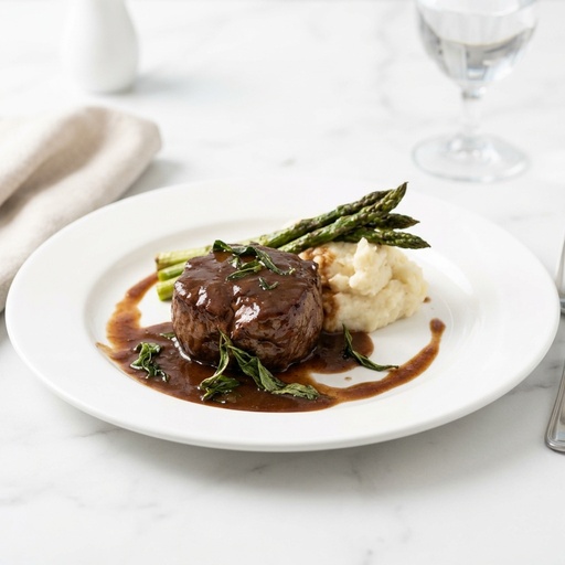 filet mignon with sauce Steakhouse, retouched after