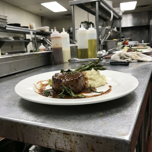 filet mignon with sauce Steakhouse, before