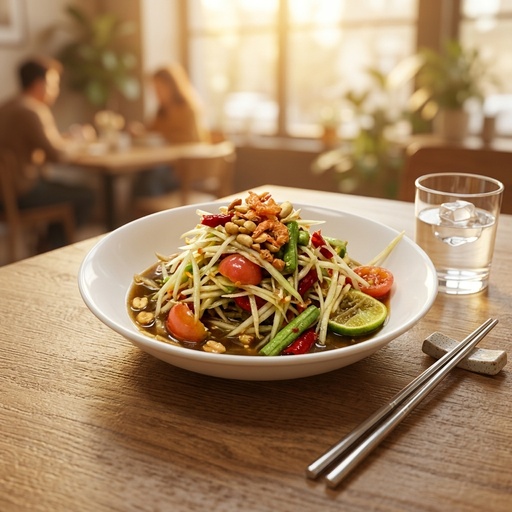 green papaya salad Thai, retouched after