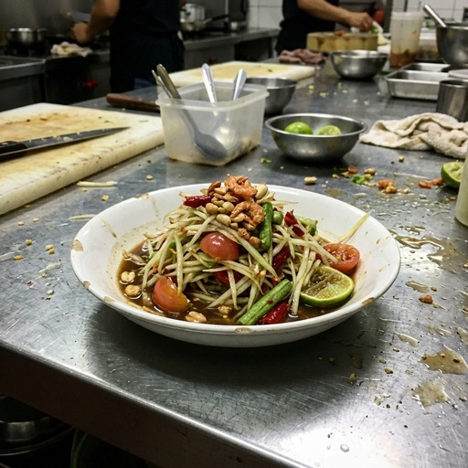 green papaya salad Thai, before