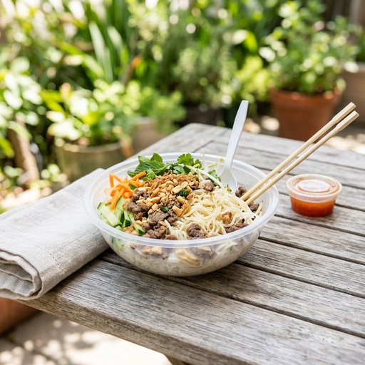 vermicelli noodle bowl Vietnamese, retouched after