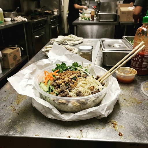 vermicelli noodle bowl Vietnamese, before